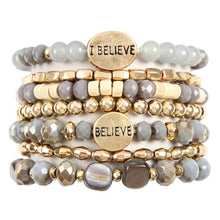 Load image into Gallery viewer, Believe Stacked Bracelet | Grey