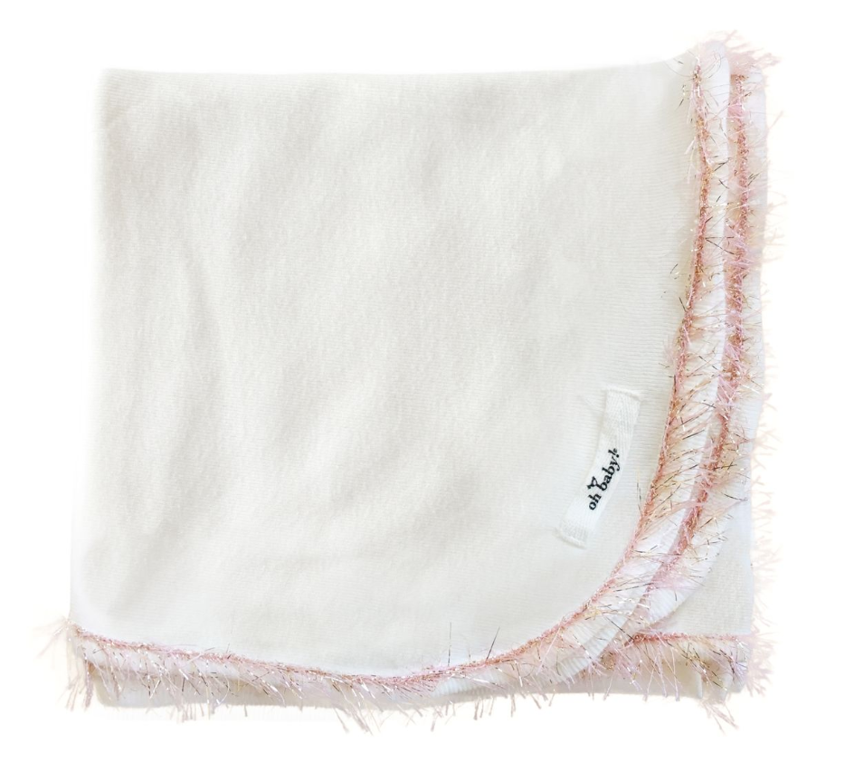 Trimmed Layette Blanket - Blush/Pink Gold